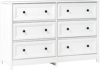 Classic 6 Drawer Groove Dresser White - Saracina Home