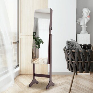 WELLFOR Free standing Jewelry Storage Mirror Cabinet With LED Lights