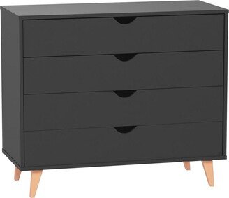 35 Black Solid Wood Four Drawer Standard Dresser