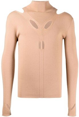 Cut-Out Mock-Neck Jumper-AA