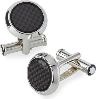 Men's Round Carbon Fiber Cufflinks