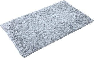 Knightsbridge Beautiful Circle Design Premium Quality Year Round Cotton With Non-Skid Back Bath Rug 20 X 30 Silver