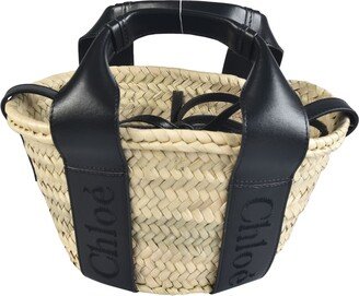 Leather Raffia Bucket Bag