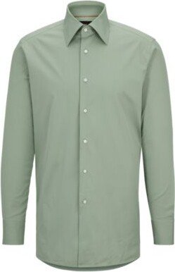 Regular-fit shirt in cotton-blend stretch poplin