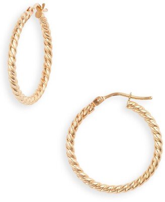 14K Gold Texture Swirl Hoop Earrings