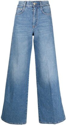 Logo-Tape Wide-Leg Jeans