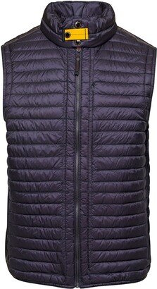 'Gino' Blue Padded and Quilted Vest with Zip in Polyamide Man