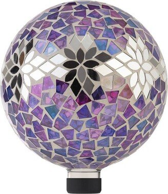 12 Mosaic Mirrored Flower Glass Gazing Globe with Floral Pattern - Alpine Corporation