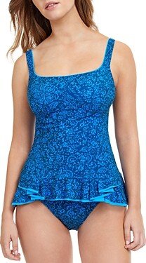 Mehndi Square Neck D Cup Tankini Top