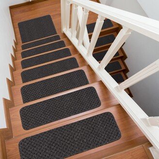 Beverly Rug Non Slip Stair Treads for Wooden Steps w/ Matching Landing Mat Set