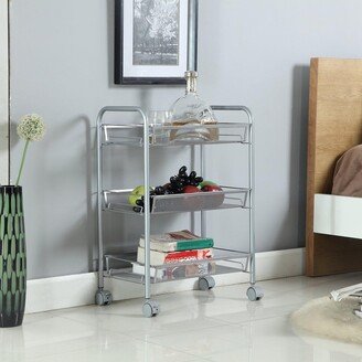 FCH 3/5 Layers Honeycomb Mesh Style Removable Silver Storage Cart