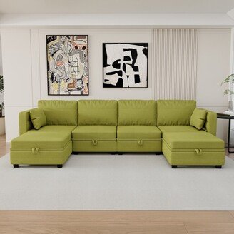 IGEMAN Modular Sectional Sofa Couch U-Shaped Sofa Couch, Reversible Chaise with Ottomans-AA