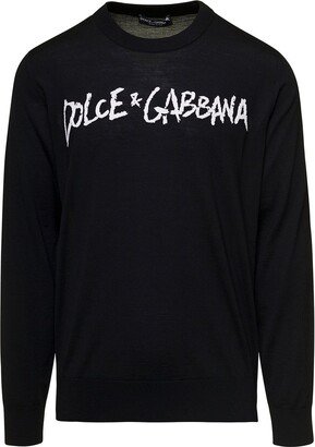 Dolce Gabbana Logo Embroidered Round Neck Sweater