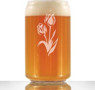 Tulip - Beer Can Pint Glass Floral Themed Gifts & Décor For Gardeners Flower Lovers 16 Oz