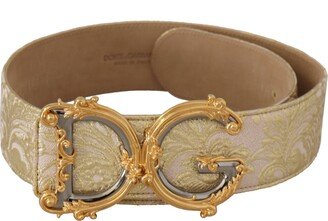 Pink Wide Waist Jacquard Logo Gold Logo Buckle Women's Belt