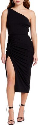 New Age Ruched One Shoulder Body-Con Cocktail Dress