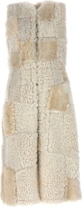 Shearling Patchwork Long Gilet