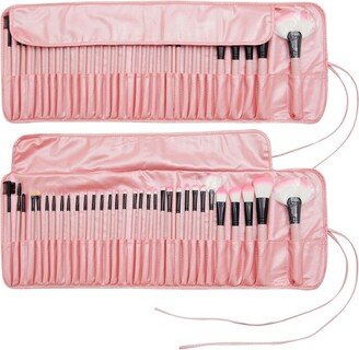 Zodaca 32 Piece Professional Makeup Brush Set with Storage Pouch, Includes Eye Shadow, Foundation, and Blending Brushes (Pink)