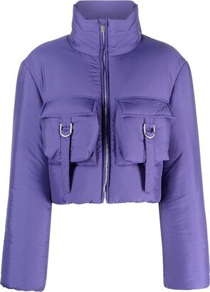 Funnel-Neck Cropped Puffer Jacket