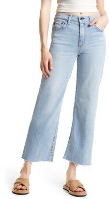 High Waist Raw Hem Crop Wide Leg Jeans