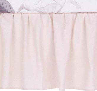 Floral Garden Pink Linen Shirred Crib Skirt/Dust Ruffle