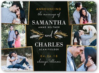 Wedding Announcements: Sweet Snapshots Collage Wedding Announcement, Black, Matte, Signature Smooth Cardstock, Rounded-AA