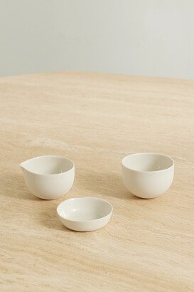 Net Sustain Round Porcelain Bowl, Jug And Dish Set - Off-white