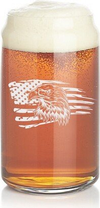 Etched Pint Glass, Beer Can American Flag, Eagle