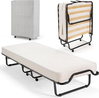 Portable Rollaway Guest Bed Folding Bed w/ Mattress Memory Foam