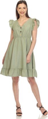 Women's Ruffle Sleeve Knee-Length Dress