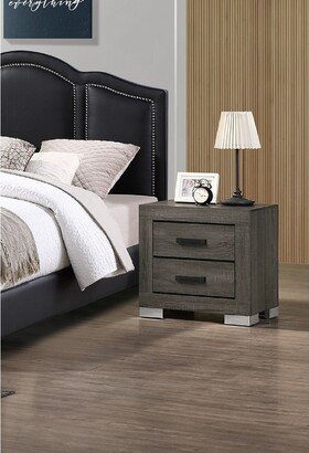 RASOO 2-drawers Wood Nightstand, With Metal Black Handles