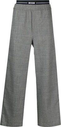 Check-Pattern Wide-Leg Trousers