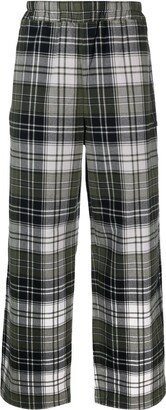 Plaid-Check Wide-Leg Trousers-AA