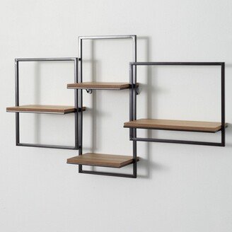 Sullivans Quadrate Open Wood Wall Shelf 20H Black