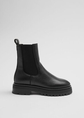 Lined Chunky Chelsea Leather Boots