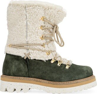 Giada Suede & Shearling Lace-Up Hiker Boots