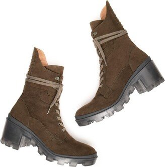 Della Terra Shoes Hudson Olive Vegan Chunky Combat Boot