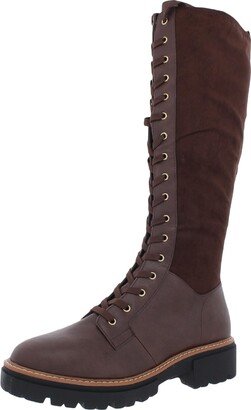 Aylssaa Womens Faux Leather Tall Combat & Lace-up Boots