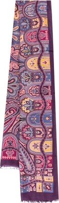 Paisley Printed Frayed Hem Scarf-AA