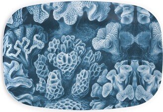 Serving Platters: Coral All Over In Sea Blue Serving Platter, Blue