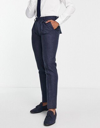 British Tweed slim suit pants in navy