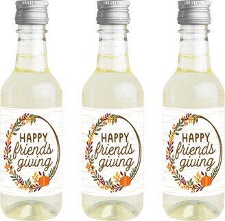 Big Dot Of Happiness Fall Friends Thanksgiving Mini Wine & Champagne Bottle Label Stickers Set of 16