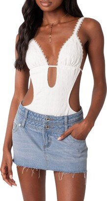 EDIKTED Textured Cutout Open Back Bodysuit