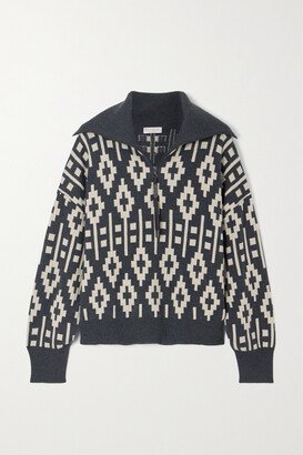 Wool, Cashmere And Silk-blend Jacquard Sweater - Black