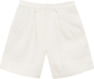 Carrie pleat-detail linen shorts