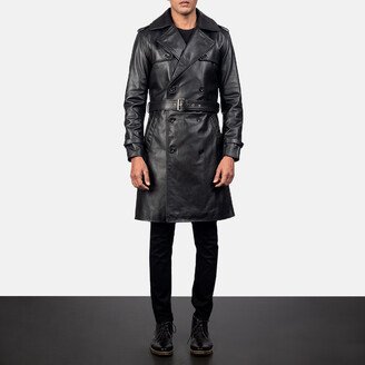 Royson Black Leather Duster Coat