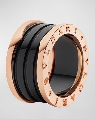 B.Zero1 18k Rose Gold 4-Band Ring with Black Ceramic, EU 53 / US 6.25