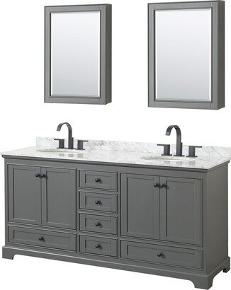 Deborah 72-inch Dark Gray Double Vanity, Oval Sinks, Med Cabs