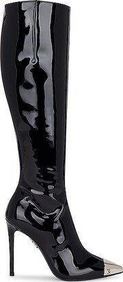 Patent Leather Metal Nose Boot in Black