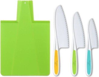 Tovla Jr. Kitchen Knife and Foldable Cutting Board Set Green